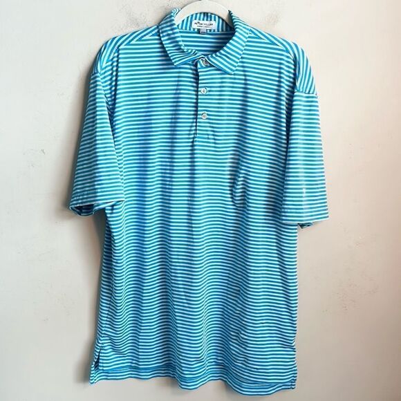Peter Millar 2 Tone Men’s Striped Golf Polo L - Picture 1 of 6
